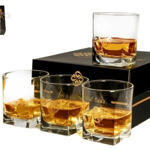 Brand New Set of 4 Luxury Whiskey Glasses Crystal Barware Gift Made in Europe